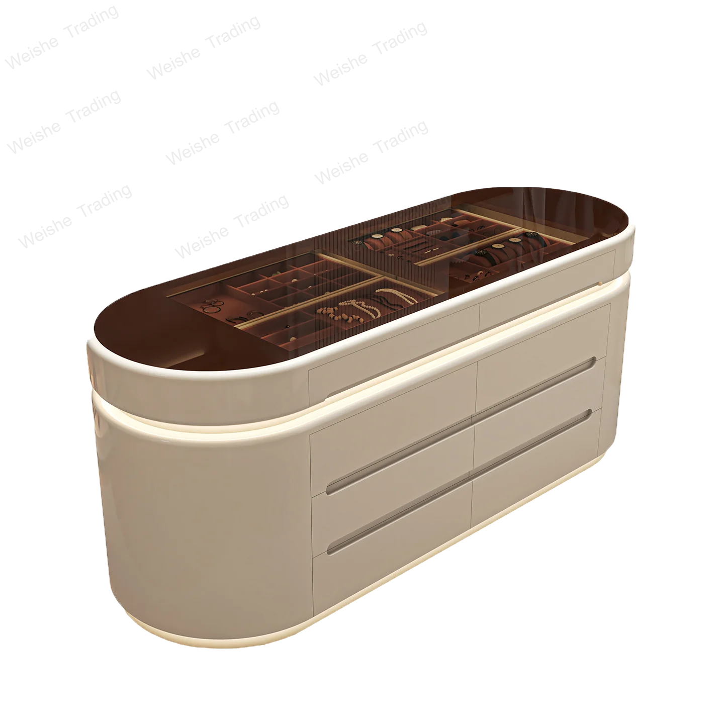 Floor-to-ceiling jewelry display cabinet Clothing store Double-sided storage cabinet