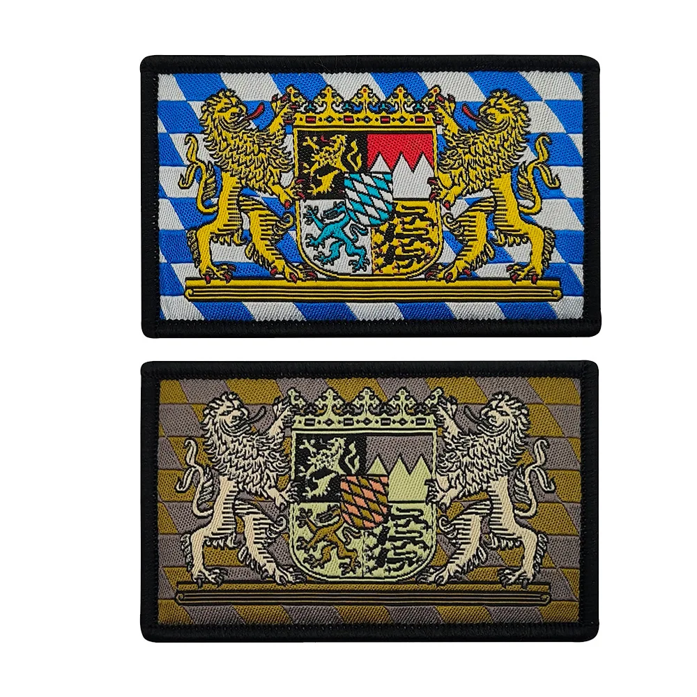 Parche Táctico Militar con Diseño de la Bandera de Baviera, Alemania, 5x8cm, Parches Bordados con Gancho y Bucle para Equipo Táctico, Mochila, Uniforme