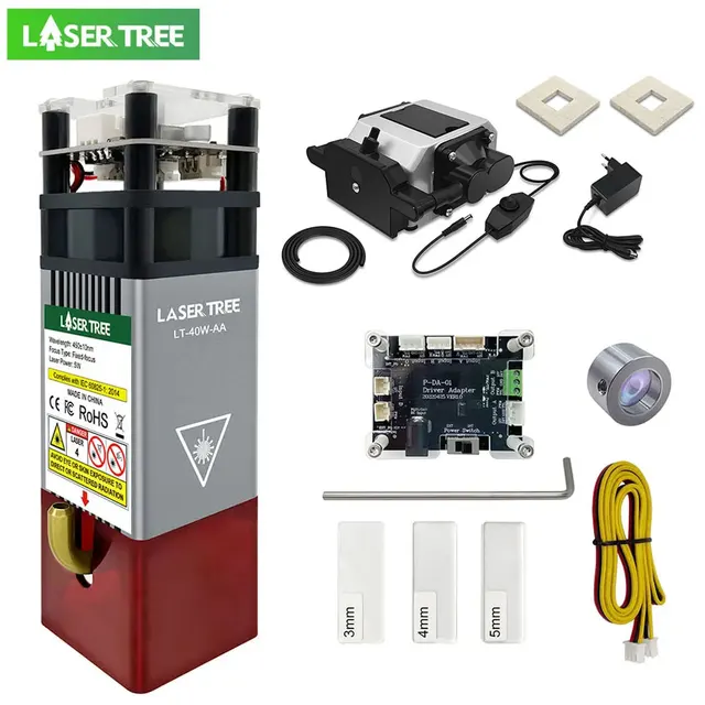 LASER TREE 5W Głowica laserowa o mocy optycznej 450nm Niebieskie światło TTL z modułem wspomagania powietrza do grawerowania laserowego CNC Narzędzie do grawerowania i cięcia