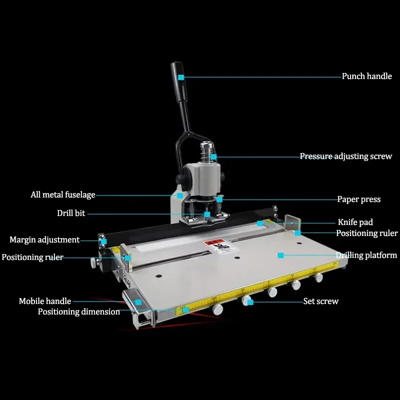 Office 220V positioning binding punching machine office voucher document binding machine single hole platform mobile punching bo