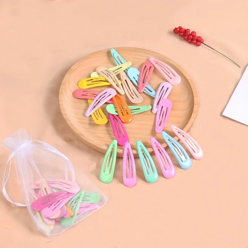 20pcs/ot 5CM Solid Snap Hair Clip BB Headwear Hairpins And Clips For Girls Hair Accessories Barrettes for Children Women