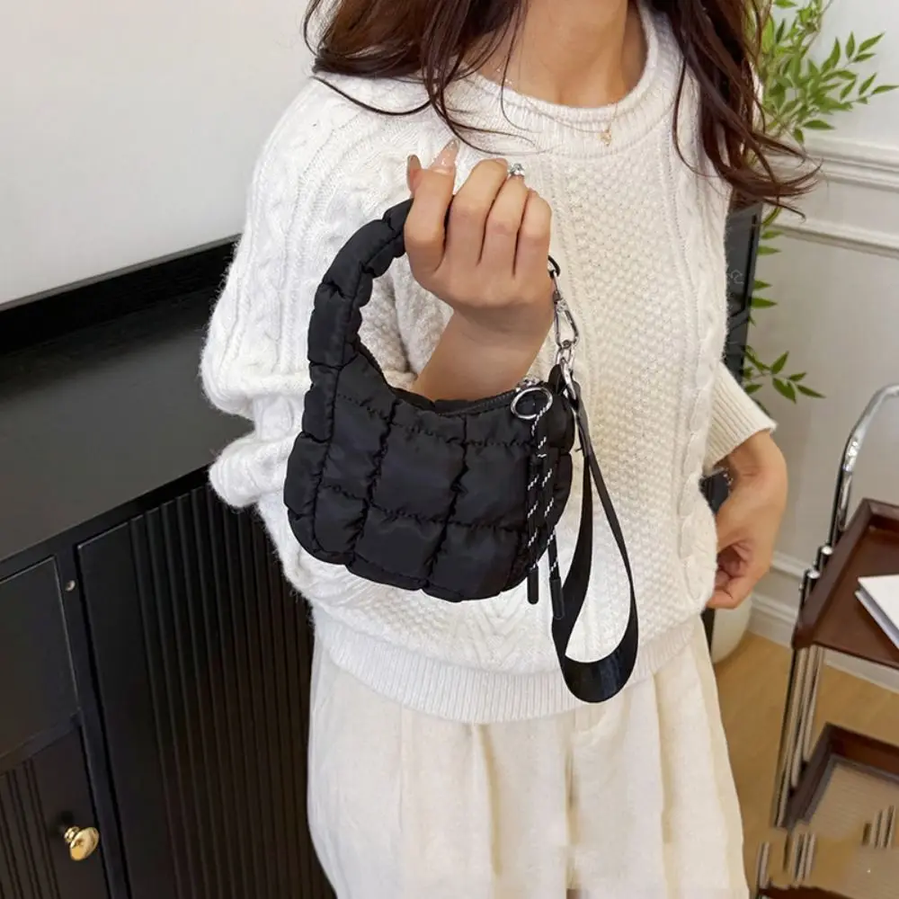 Portamonete plissettato a forma di nuvola in tinta unita alla moda, trapuntato, in stile coreano, con ciondolo, mini borsa per carte, borsa per chiavi