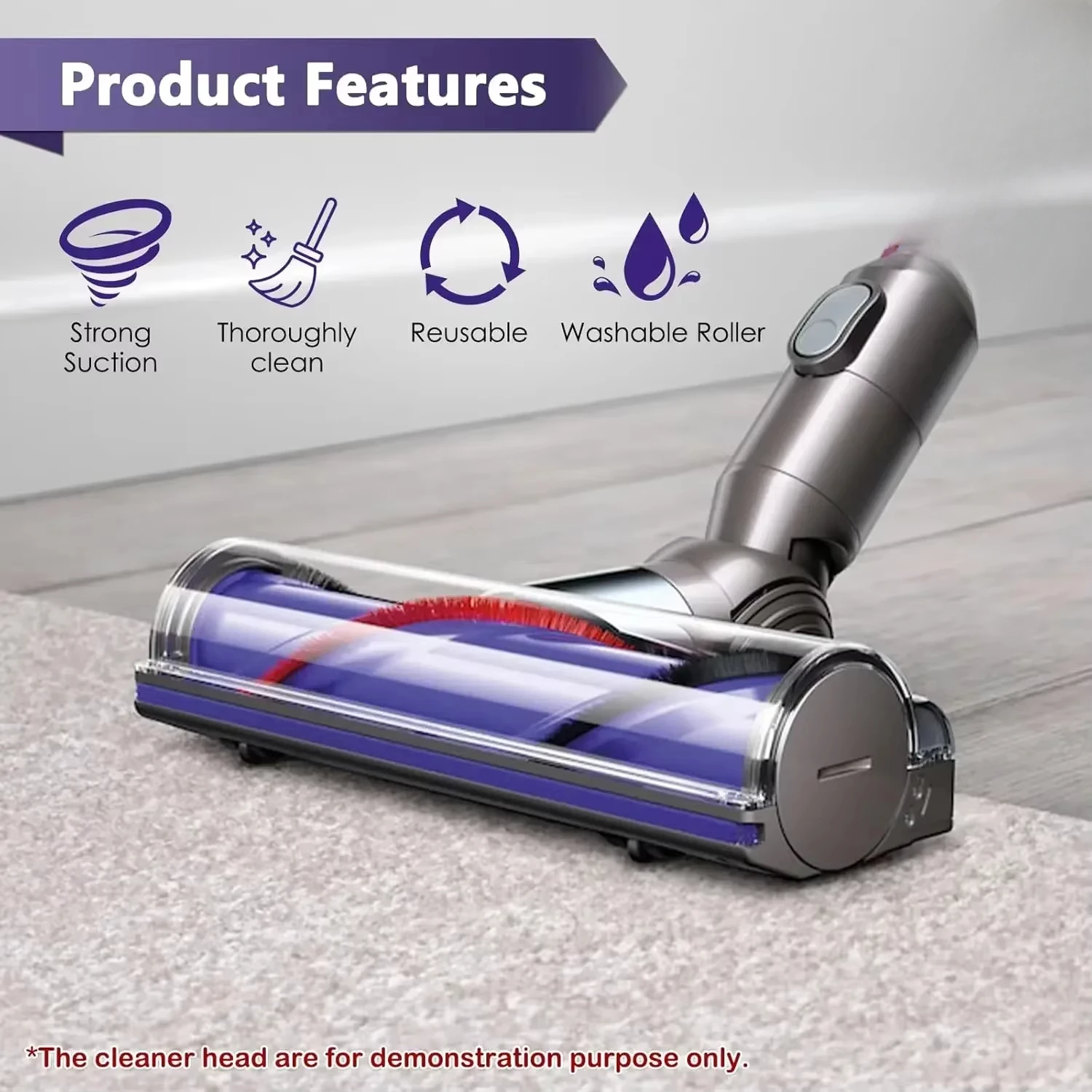 Quick-Release Motorhead Cleaner For Dyson V6 DC58 DC59 DC61 DC62 DC72 DC74 Vacuums Models Cleaner Head for Hardwood Floor Carpet