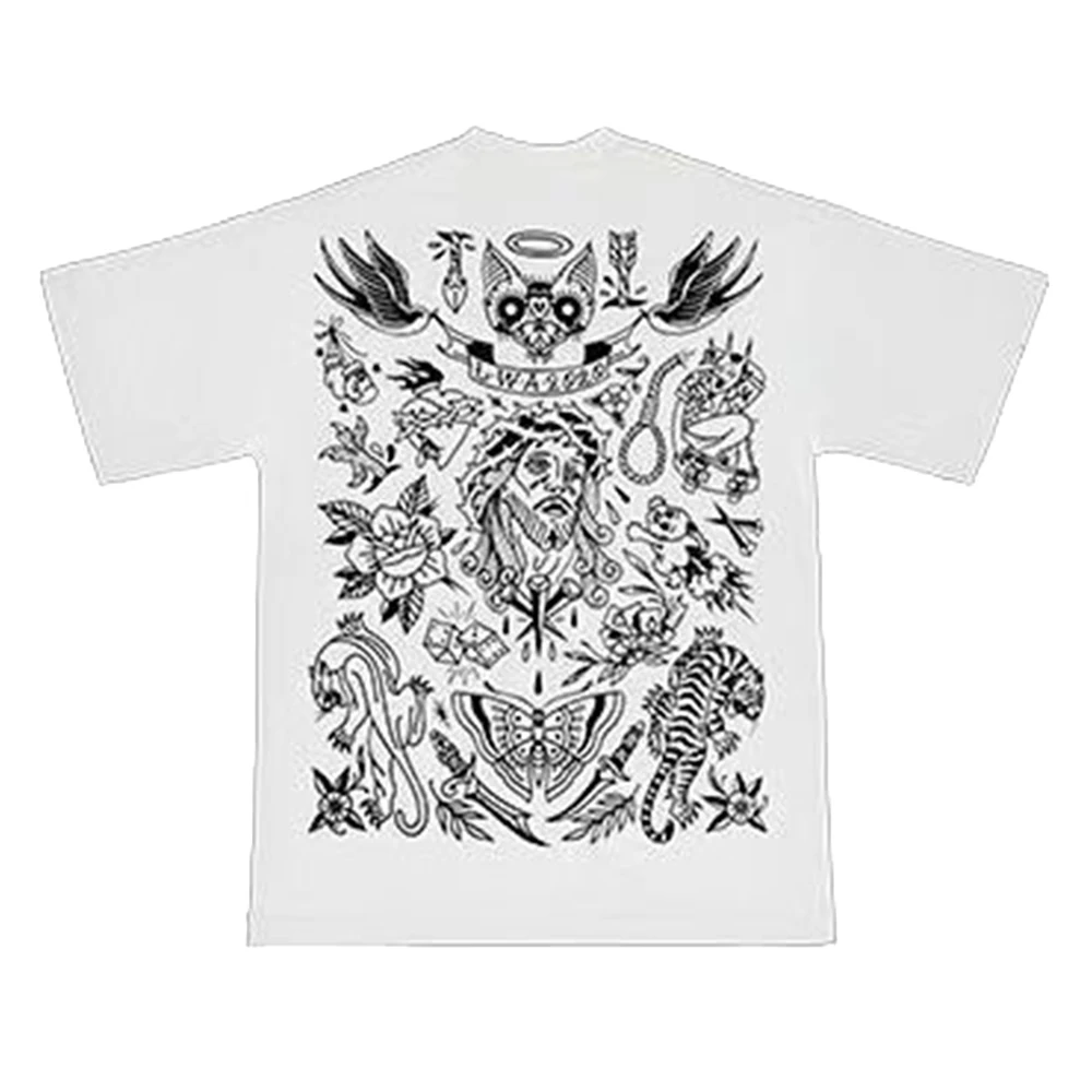 Men's Stylish T-Shirt Hip-Hop Street Retro Y2k Abstract Pattern Casual  Comfortable Cotton Loose Top 2024 Spring And Summer