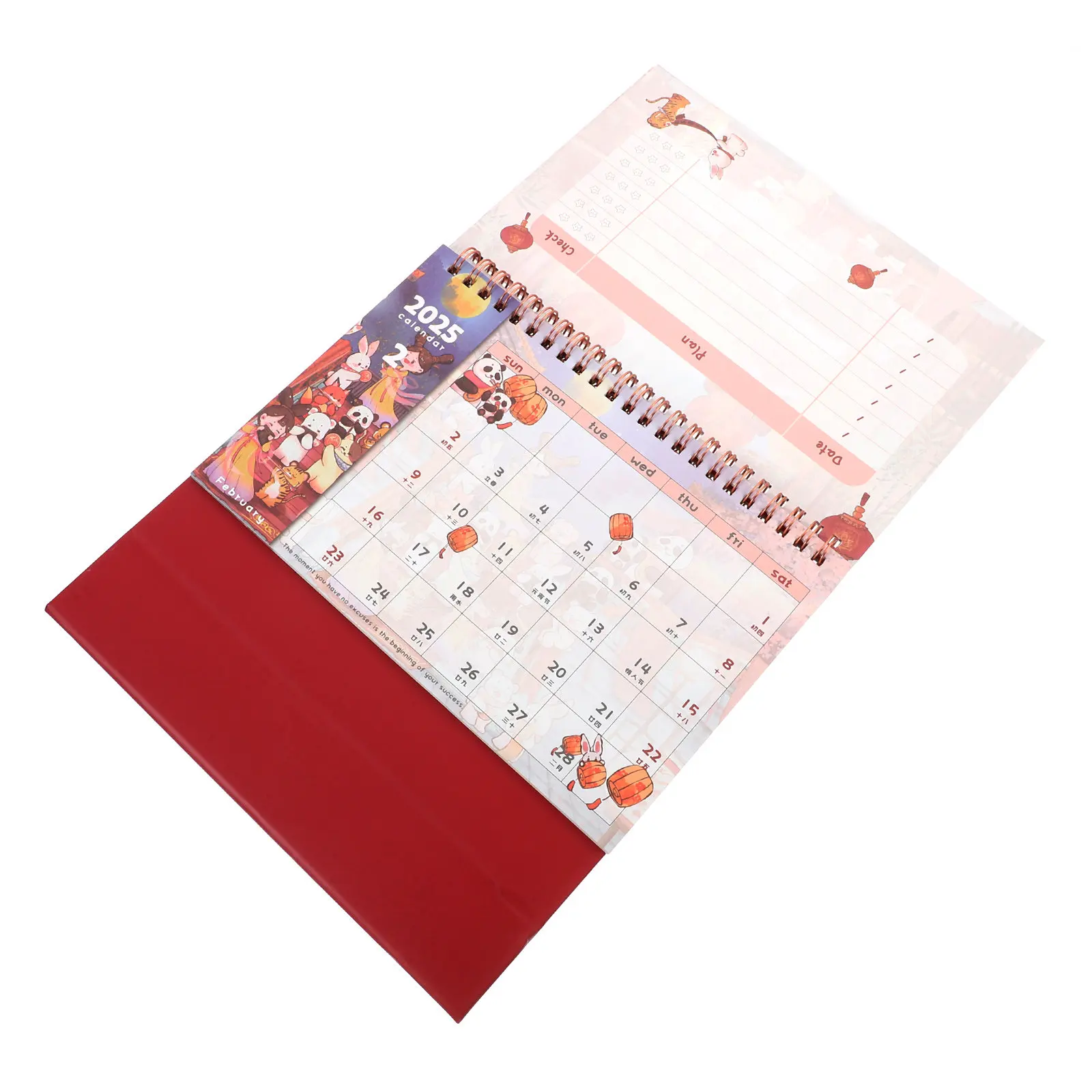 Standing Desk Calendar 2025 Minimalist Design Foldable Note-Taking Simple Desktop Planner Thick Paper Office Decor Cartoon Daily