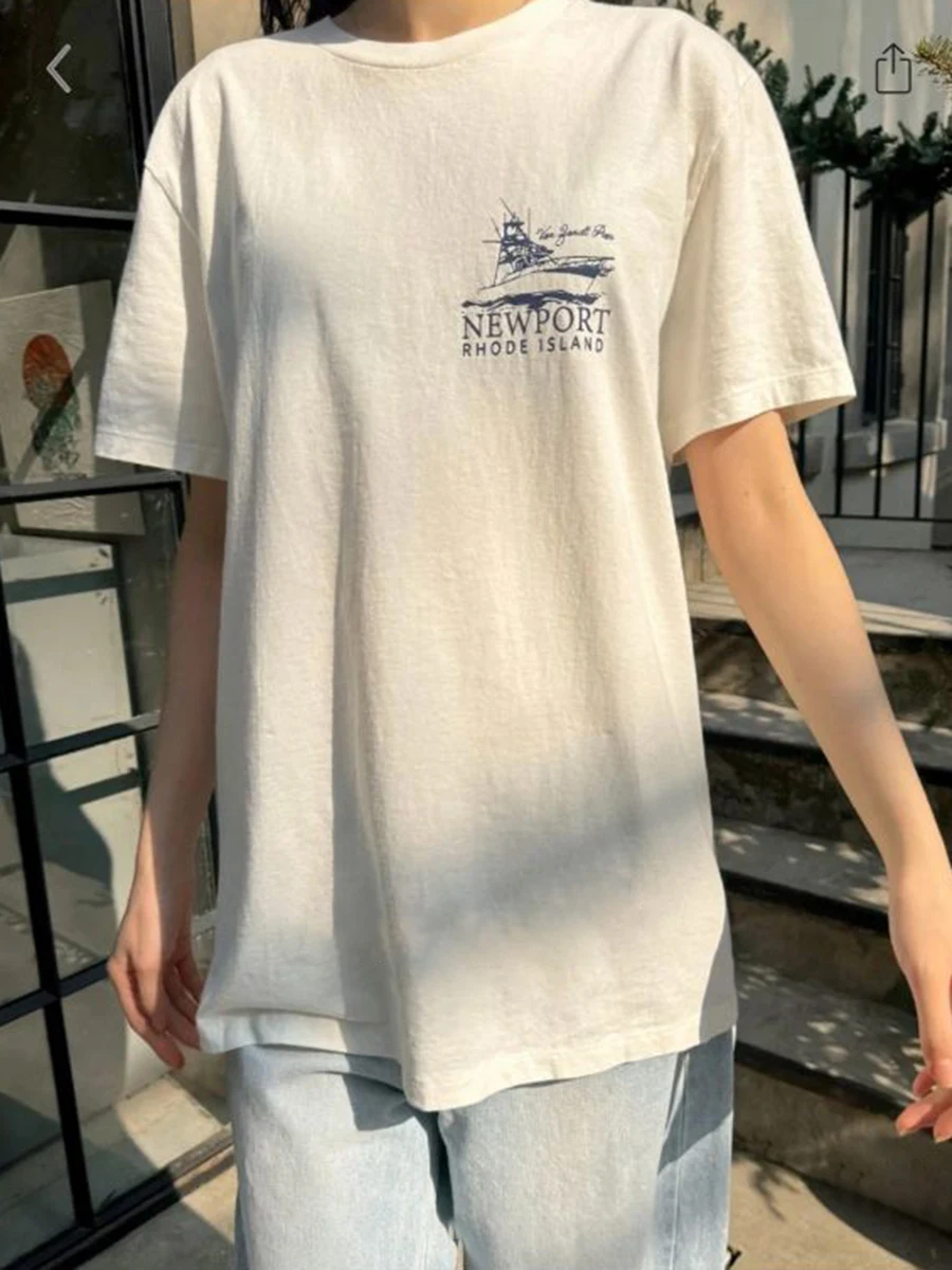 Graphic Print Loose T-shirt Woman Summer Round Neck Short Sleeve Cotton Oversized Tees Casual Vintage Streetwear Tshirt Tops Y2k