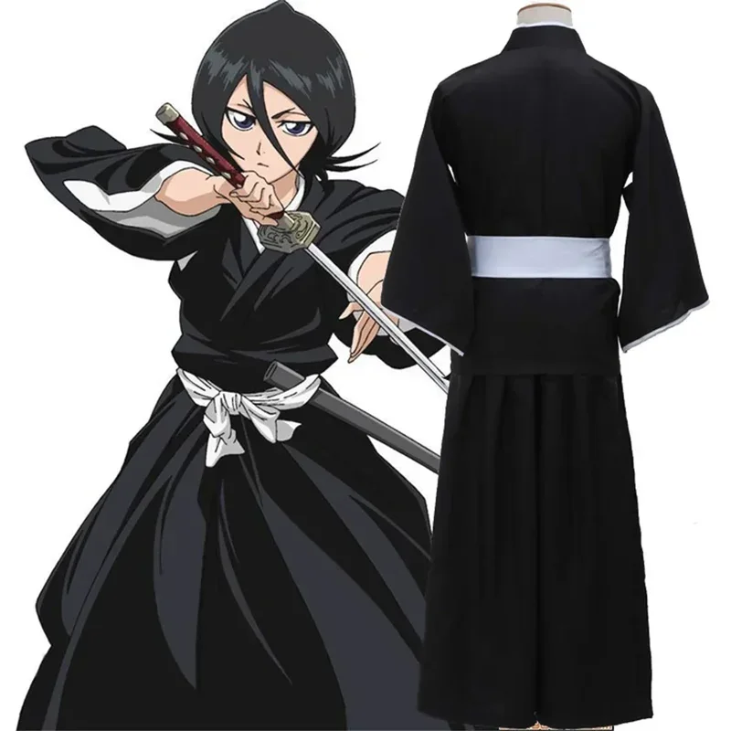 Bleach Kuchiki Rukia Shinigami Cosplay Kostüm Perücke Schuhe Set Halloween Für Frau Männer Kleidung