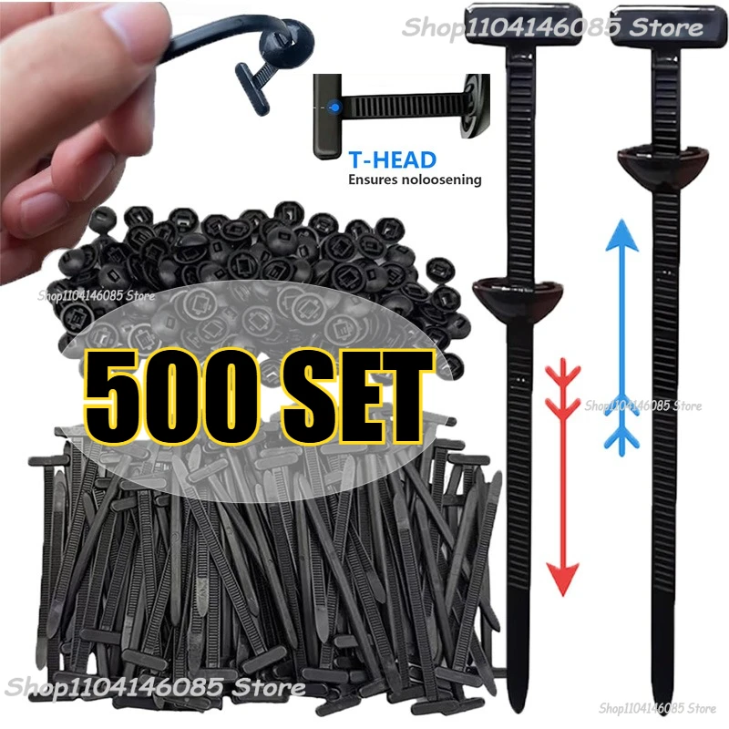 500/1pcs Nylon Cable Ties Buckle Auto Fastener Screw Replacement Clip Car Fenders Trunk Engine Guard Panel Wire Management Tools