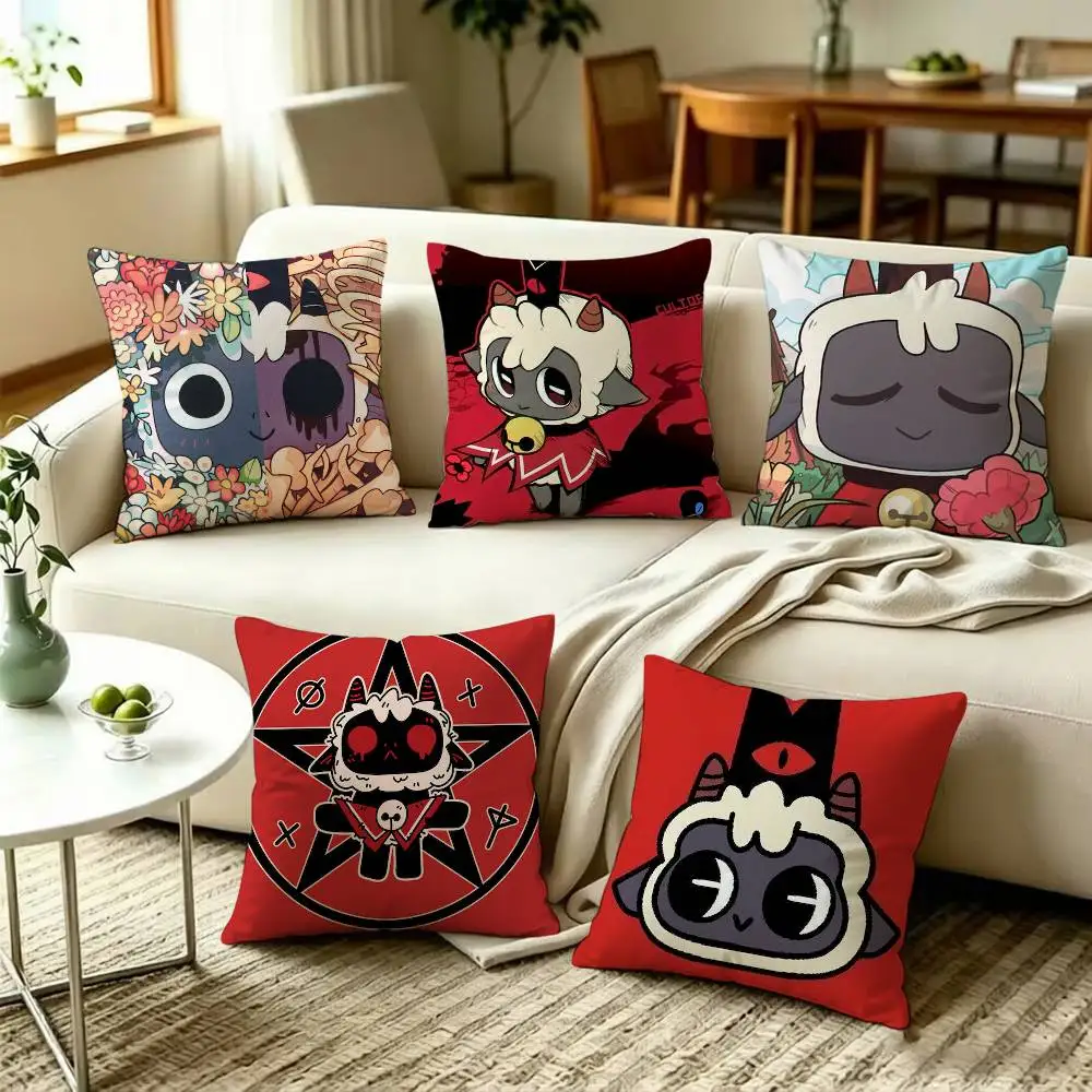 For Game Cult Of The Lamb  Square Pillow Case Multi Sizes For Car Home Bedroom Decor Custom Valentine Gifts