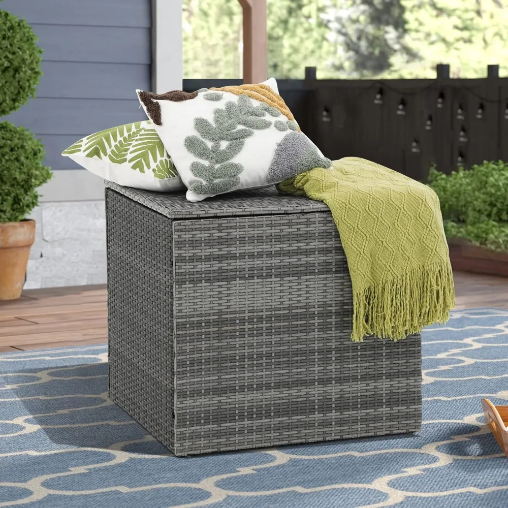 88 Gallon Wicker Deck Box, Indoor/Outdoor Storage Box for Patio Cushions and Gardening Tools - Resin Rattan Patio Cushion