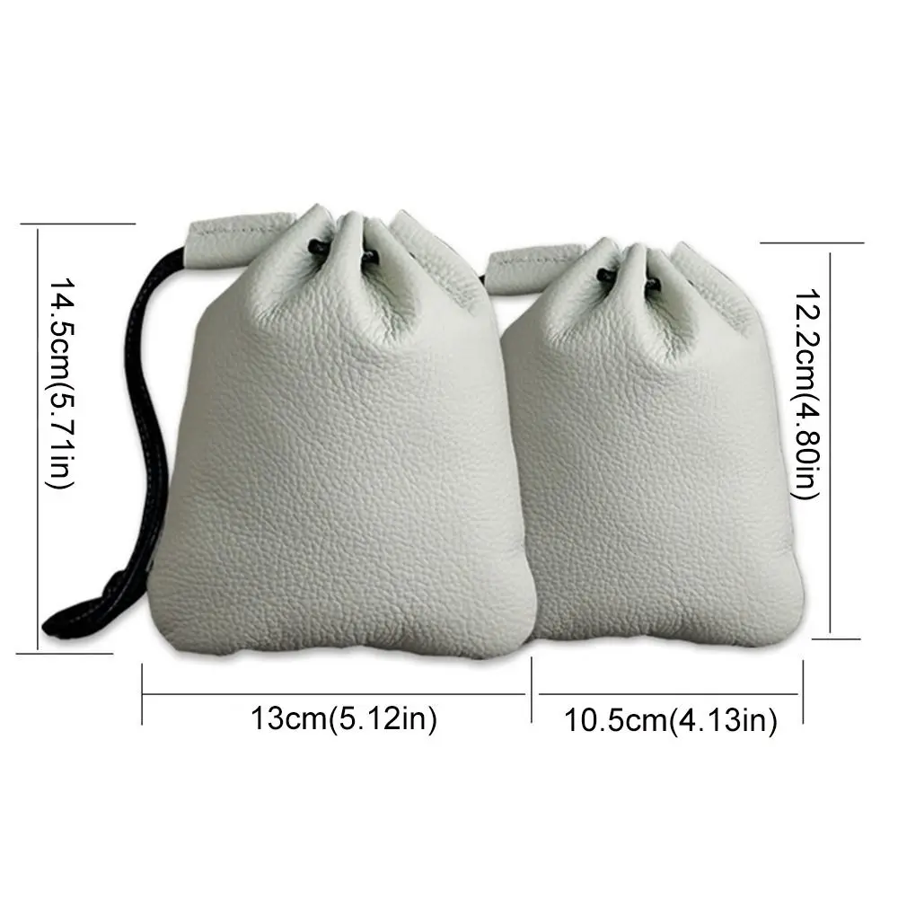 Couro Genuíno Drawstring Coin Bag, Estilo Vintage, Moeda Bolsa, Chave, Fone de ouvido, ID, Cartão Bancário, Armazenamento, Cabo de Dados, Pequeno Saco De Dinheiro, Saco De Viagem