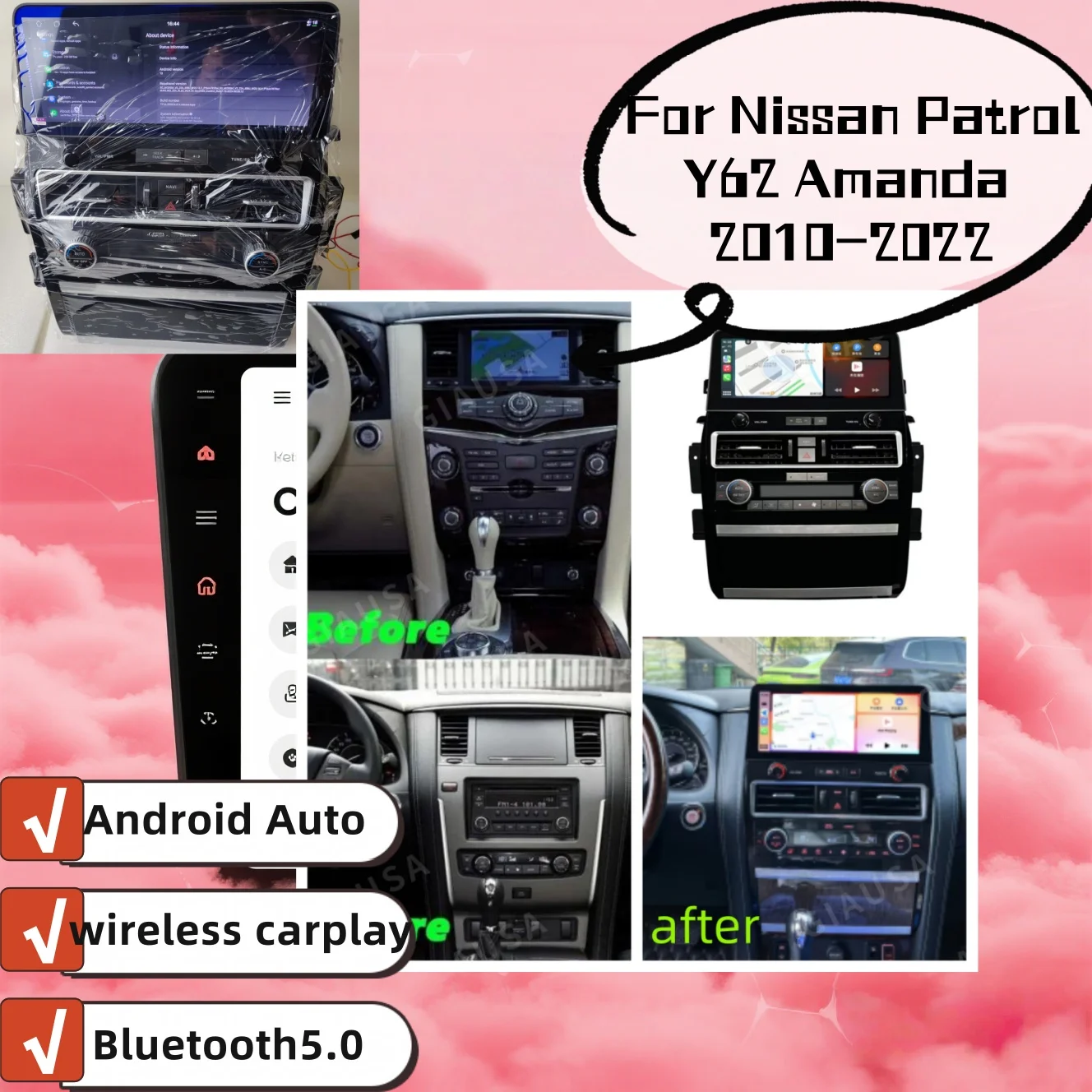 

Новый для Nissan Patrol Y62 Infiniti QX80 QX56 Amanda 2010-2022, мультимедийный плеер, GPS, авторадио, Android 13, автомобильное радио Carplay BT5.0