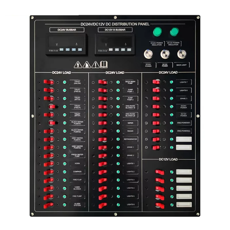 Marine AC DC 12V 220V Customized Marine Circuit Breaker Electrical Power Distribution Panel Boat Switch Panel