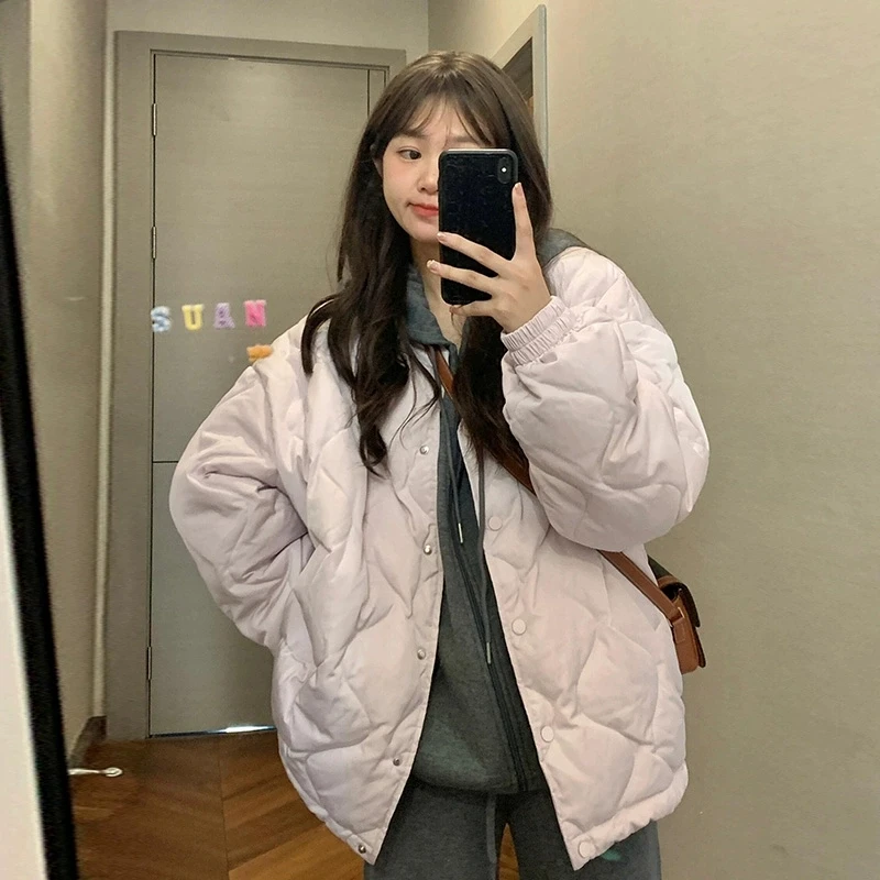 

Женское стеганое хлопковое пальто Jaet, новинка 2025, корейское хлопковое пальто с ромбовидным узором, маленький размер, осенне-зимняя стеганая верхняя одежда