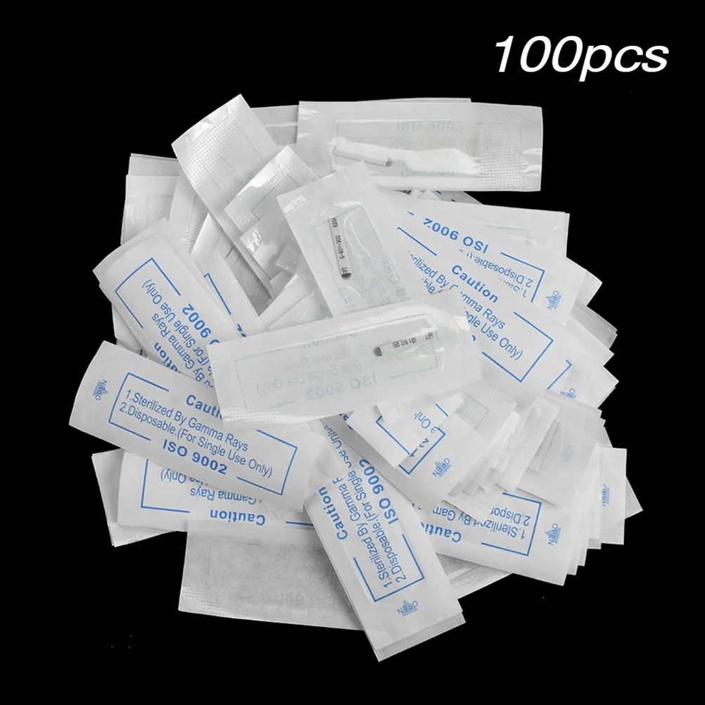 

100 Pcs Micropigmentation Needle Tebori Piercing Needles Embossed Blade Blades Eyebrow White Skin Microblading Micrneedle