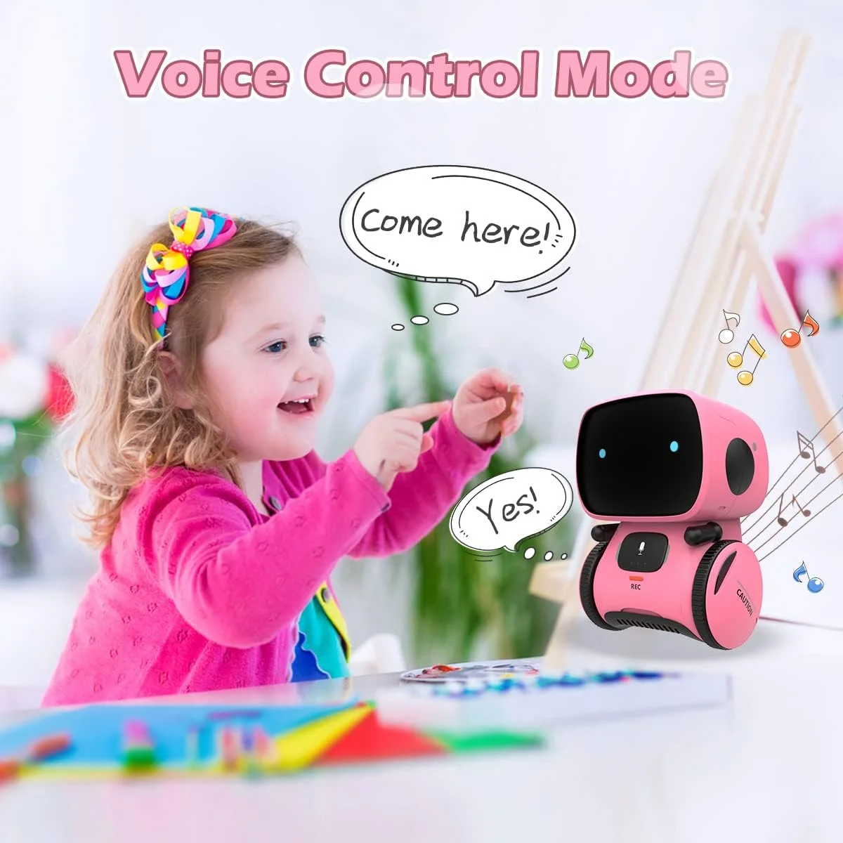 Interactive Smart Robot with Touch Sensor, Voice Control, Speech Recognition, Singing, Dancing, Repeating and Recording - Pink