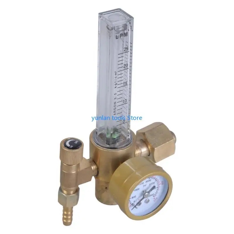 

50LB Argon Pressure Reducer Regulator Gas Flowmeter 8 Male Thread with Two Scales