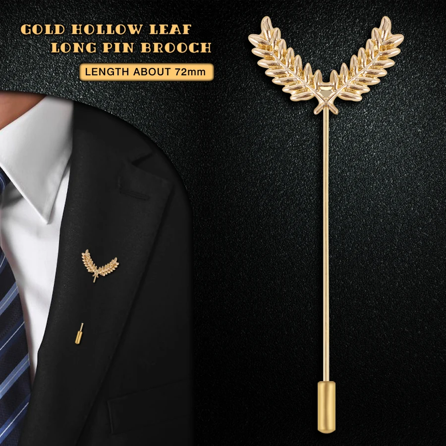 

Модные простые броши в форме пшеничного листа для женщин и мужчин, аксессуары для костюма, декоративная брошь в форме листа, длинные булавки, украшения, подарок
