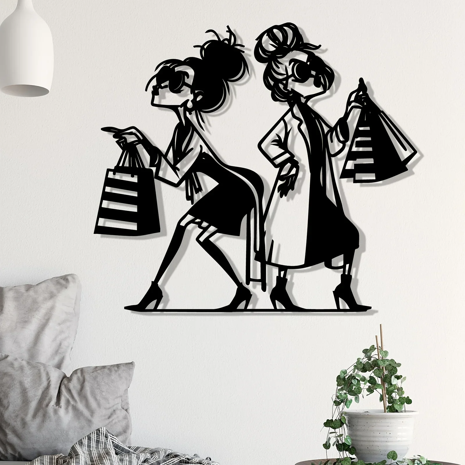 Female Shopkeeper Iron Wall Art Rustproof Metal Decor Indoor Outdoor Holiday Home Rustproof Gift Ornament