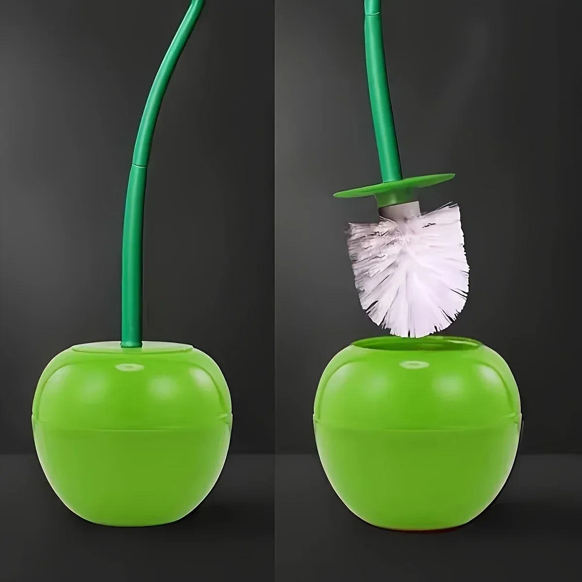 1pc Cute Cherry Toilet Brush Holder Set, Bathroom Lavatory Long Handle Toilet Bowl Brush Cleaner, Cleaning Brush Bathroom