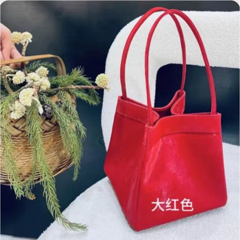 2024 new Chinese style national wind smudged vegetable basket handbag hand bill of lading shoulder slung bucket bag