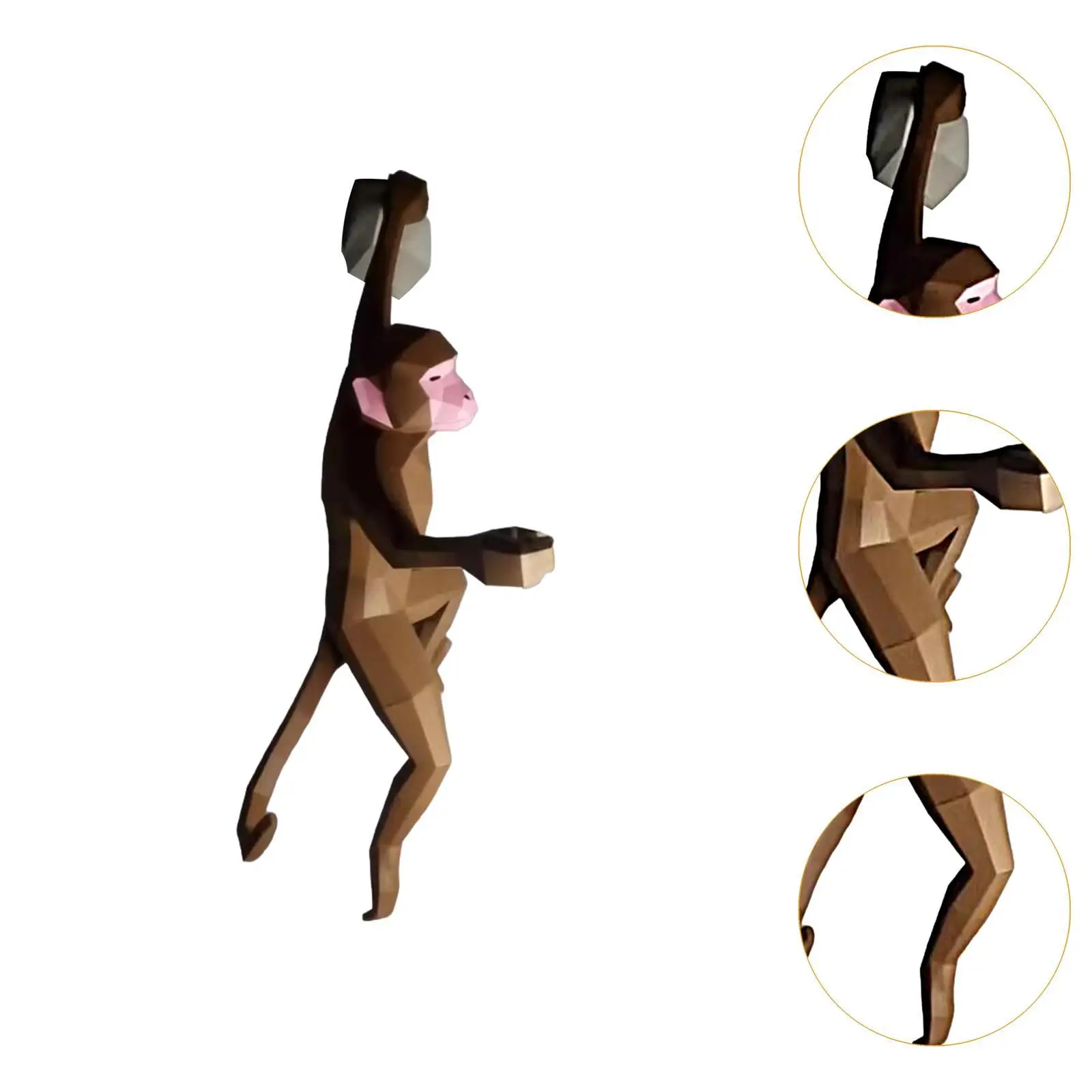 3D Monkey Paper Model Creative Gift Paper Craft Home DIY Craft Monkey Wall Hanging Decoration for Office Library Bedroom Home