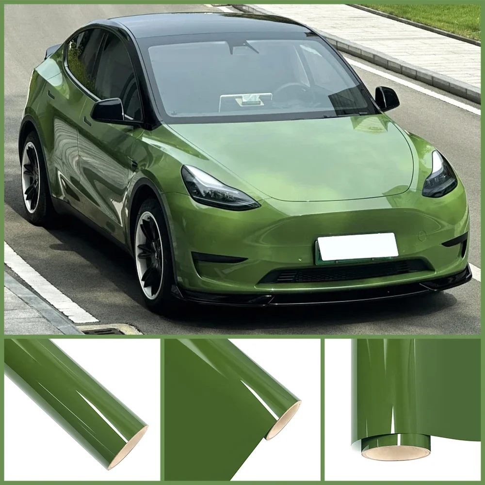 Premium Ultra Gloss Racing Green PET Wrap Vinyl Film Car Whole Body Decal DIY Color Change Sticker Cover Auto Tuning Accessories