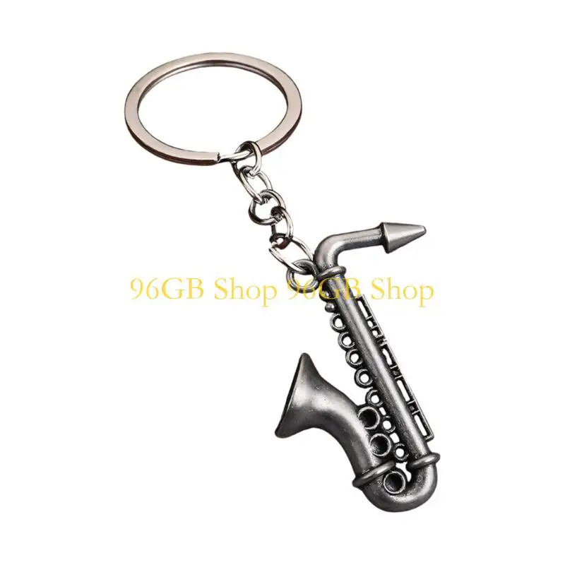 96GB Rustproof Retro Keyring Bag Pendant Musical Instrument Keychain Zinc Alloy Construction For Daily Use