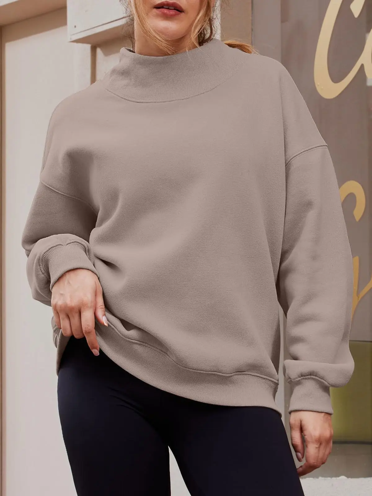 Womens-Oversized-Mock-Neck-Sweatshirt-Shoulder-Cut-Out-Design-Solid-Color-Long-Sleeve-Autumn-Lazy-Fit-Casual-Commuter-Pullover-T