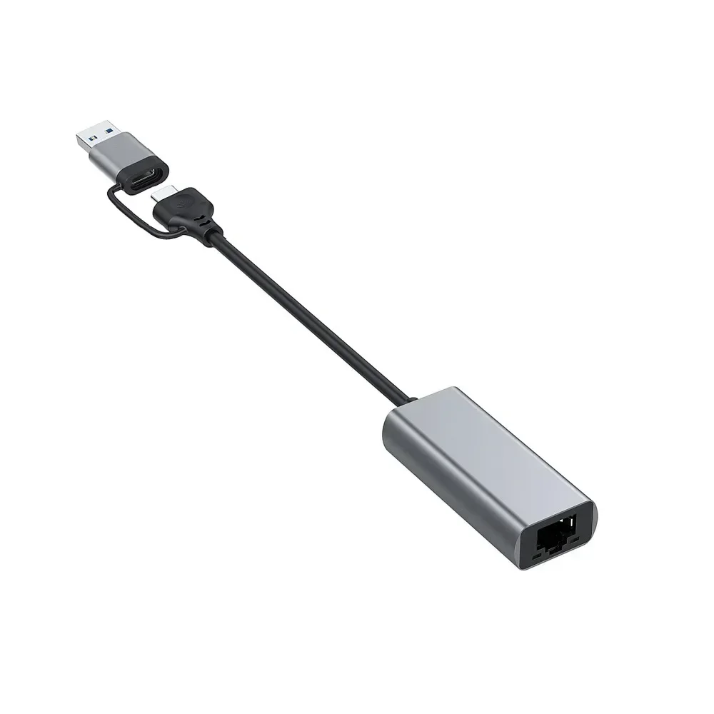 USB Type C ถึง RJ45 การ์ดเครือข่ายแบบมีสายภายนอก USB 3.0 ถึงอะแดปเตอร์อีเธอร์เน็ตสําหรับแล็ปท็อปพีซี