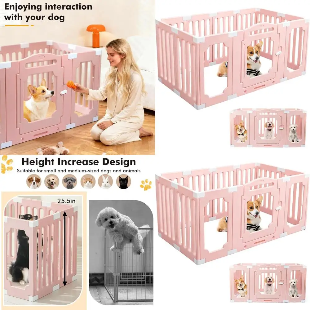 

Очень высокий акриловый вольер для собак 25,5 футов с дверцей, подходит для средних и мелких собак, идеально подходит для использования в помещении и на улице, XL, 11-панельный, сборный.