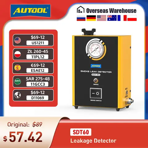 AUTOOL SDT60 Car Smoke Leak Detector Automotive Pipe EVAP Vacuum Leakage Diagnostic Tool Car Smoke EVAP Pipe Leakage Analyzer