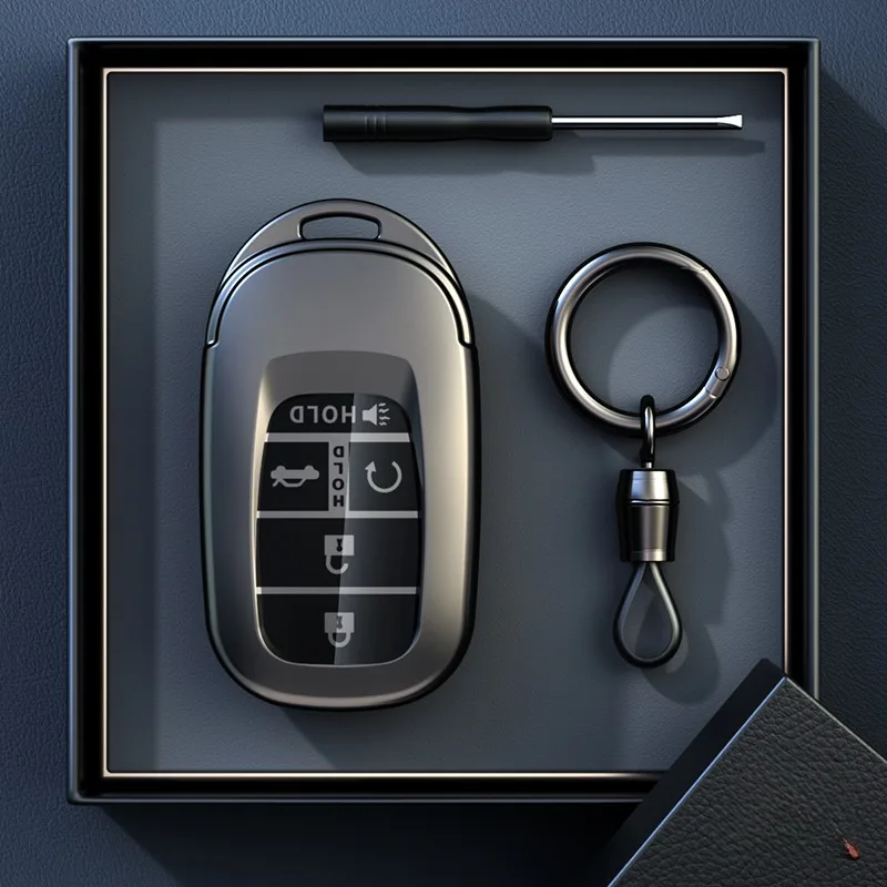 التيتانيوم الرمادي لهوندا 2022 2023 2024 أكورد سيفيك HR-V CR-V الطيار الرياضة SI EX EX-L 2 3 4 5 زر حافظة مفاتيح السيارة حامي #2