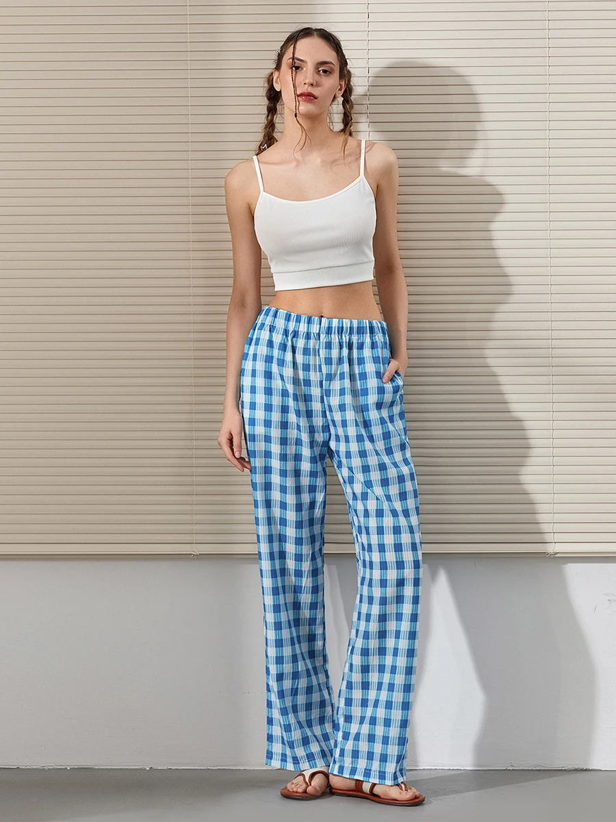 

Women Y2k Striped Print Lounge Pants Loose Fit Elastic High Waist Wide Leg Pop Pants Going Out Pants Streetwear