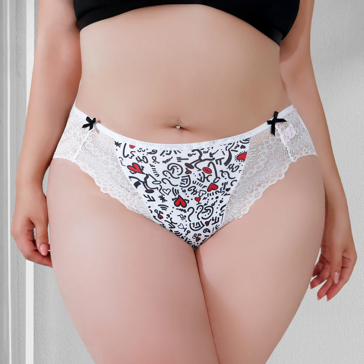 

1 шт., большие размеры 1XL-4XL, сексуальные женские трусики с бантом, элегантные женские трусы со средней талией, женские трусы, дышащее удобное нижнее белье