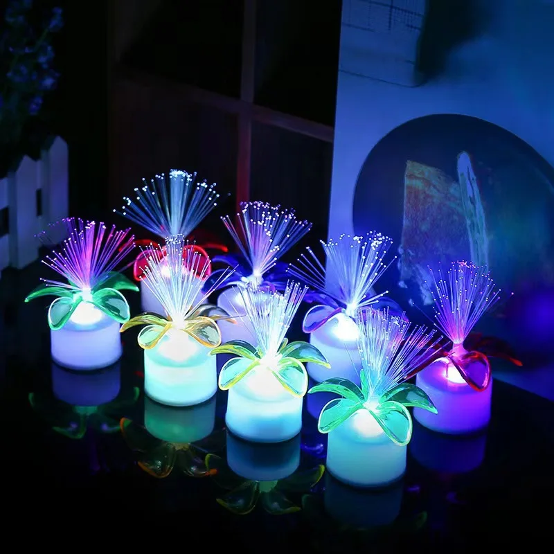 Glasfaser Licht Blume 10 stücke Blumen führte Nachtlicht Farbwechsel Glasfaser Nacht lampe für Urlaub Atmosphäre Lichter Dekor