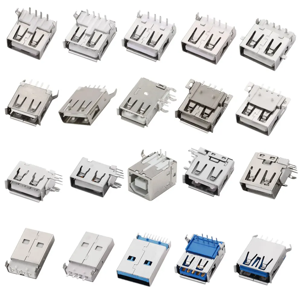 10 قطعة USB نوع A/B 2.0/3.0 منفذ قياسي ذكر التوصيل أنثى لحام الرافعات موصل PCB المقبس