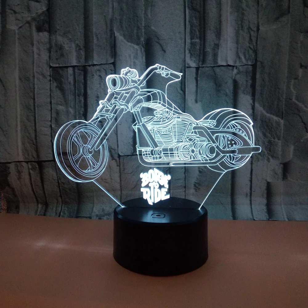 

New Motorcycle 3d Lamp 7 Color 3d Led Deco Lamp Sgradual Touch Remote Control Creative 3d Led Small Table Lamp