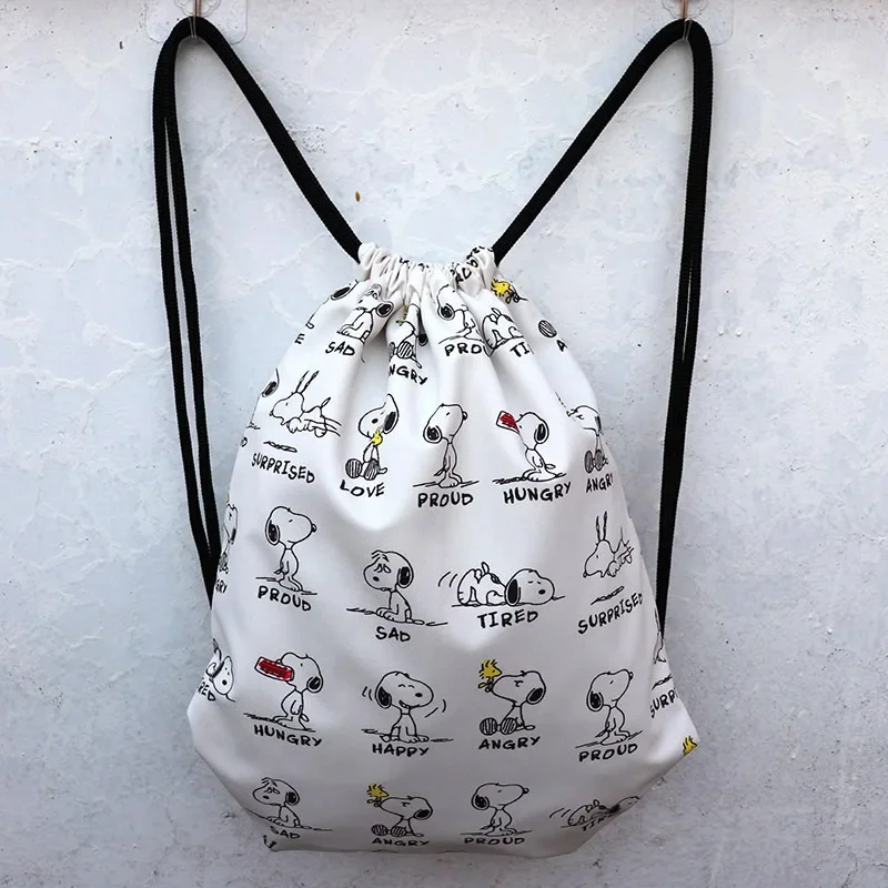 New Snoopy Waterproof Foldable Gym Bag Fitness Backpack Drawstring Shop Pocket Hiking Camping Beach Swimming Student Sports Bags