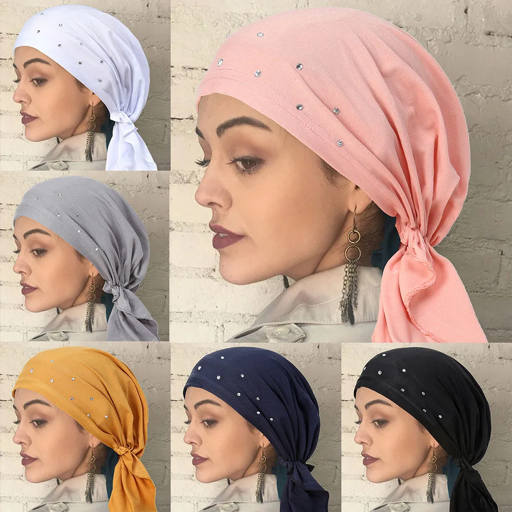 

Women Muslim Bandana New Style Inner Hijab Wrap Beanies Long Tail Headscarf Turban Bonnet Stretch Headwear Women Muslim Scarf