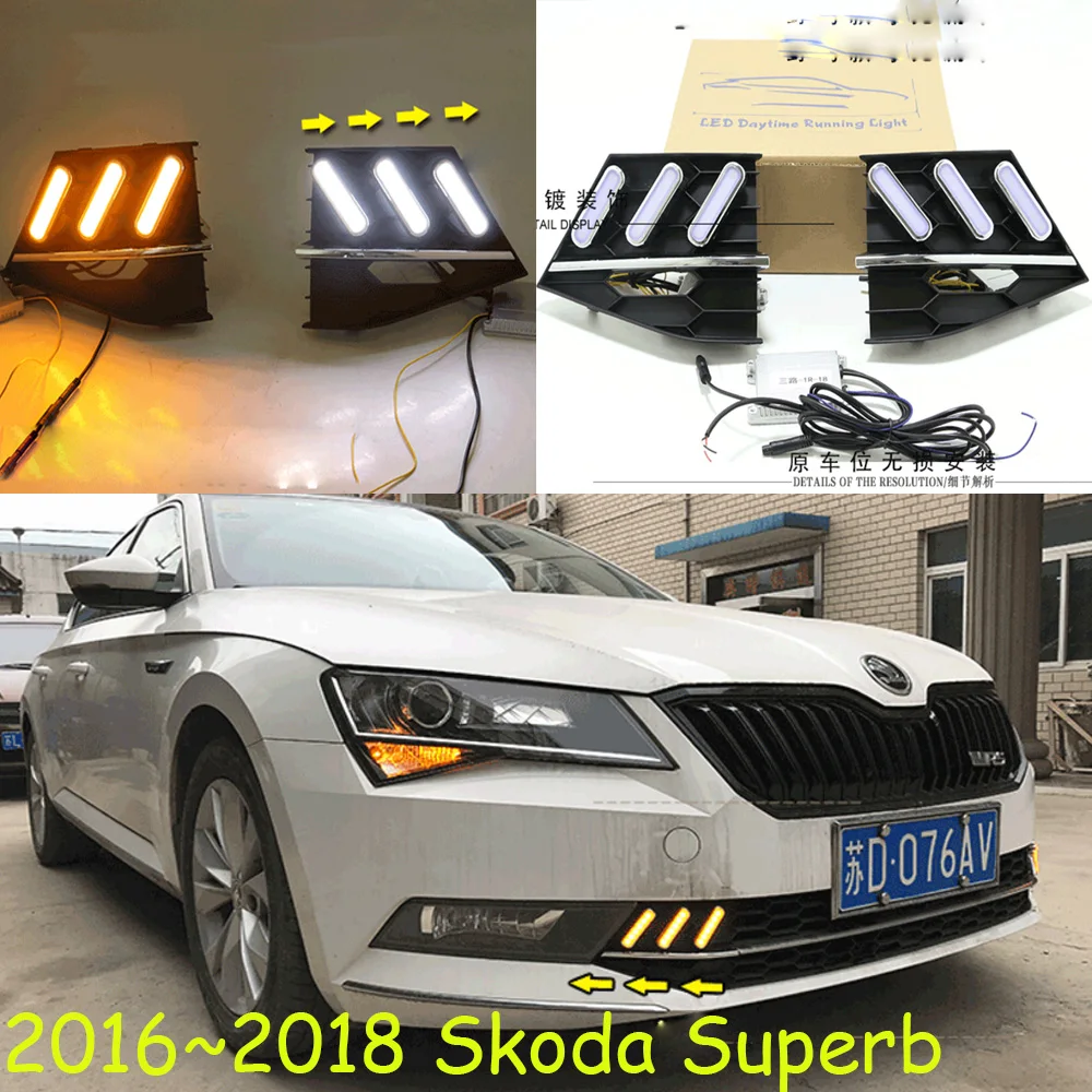 

Dynamic car accessories bupmer head light for Skoda superb fog lamp LED headlight led 2016~2018y for skoda headlamp