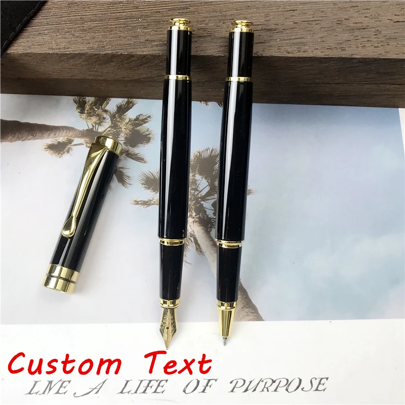 Fountain Pen and Roller pen Office school Golden text custom engraved commemorate gift full metal pen Student writing Roller Pen