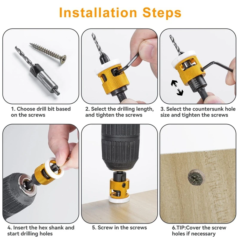Panas! Set mata bor Countersink 5 buah, dengan berhenti kedalaman gesekan rendah, dengan 10 buah pengganti mata bor HSS, berhenti kedalaman dapat disesuaikan
