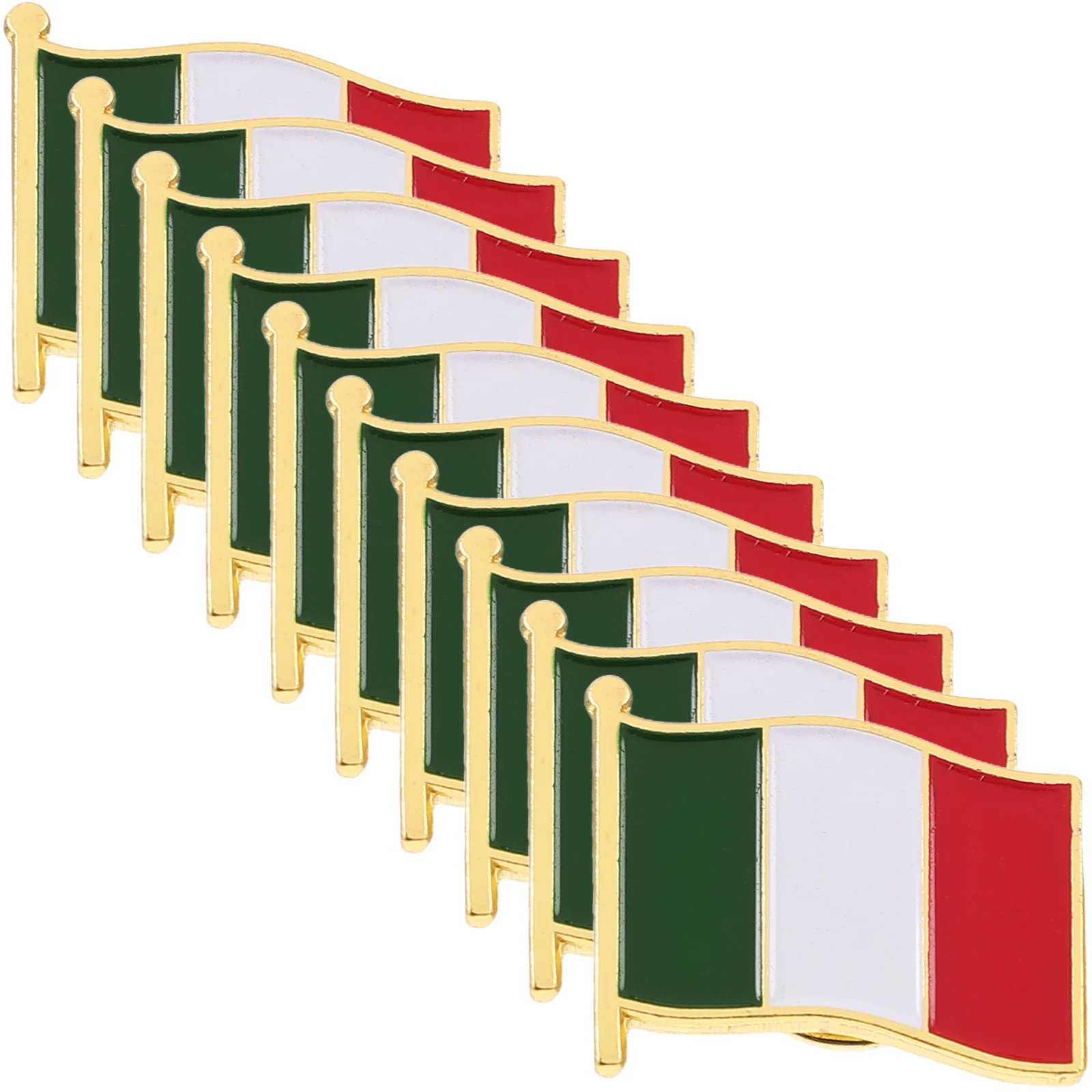 10 Pcs Italian Flag Brooch National Souvenir Stoving Varnish Personalized Clothing Iron