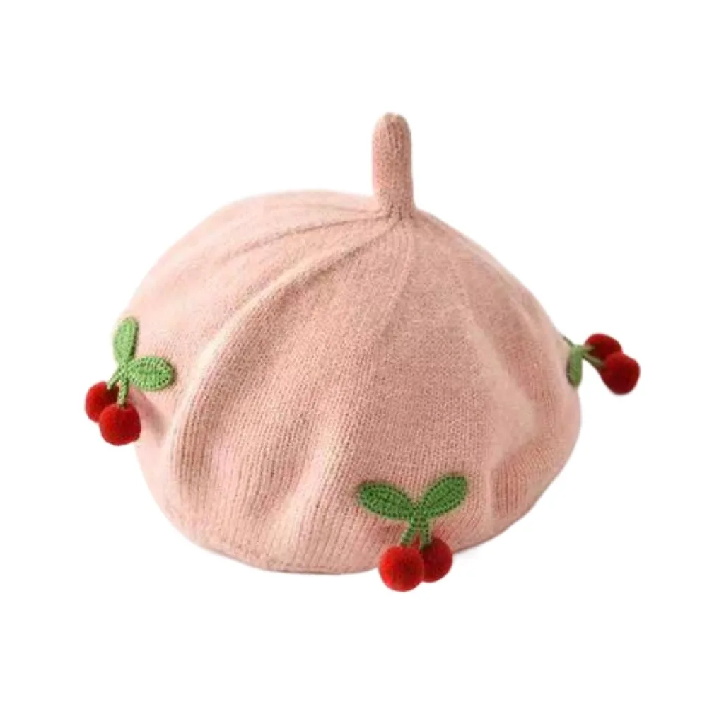 

Fashion Cherry Knitted Pumpkin Hat Windproof Winter Newborn Bonnet Hats Warm Soft Baby Berets Outdoor