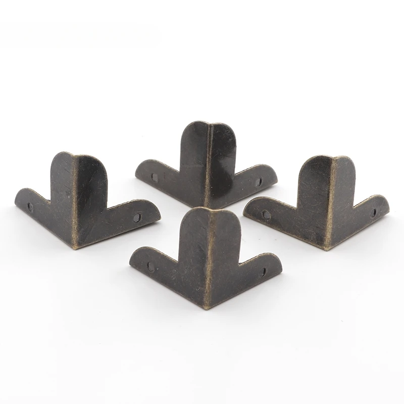 4pcs Luggage Case Box Corner Brackets Decorative Corner For Furniture Decoration Triangular Rattan Carved Bronze Tone 22*22*23mm