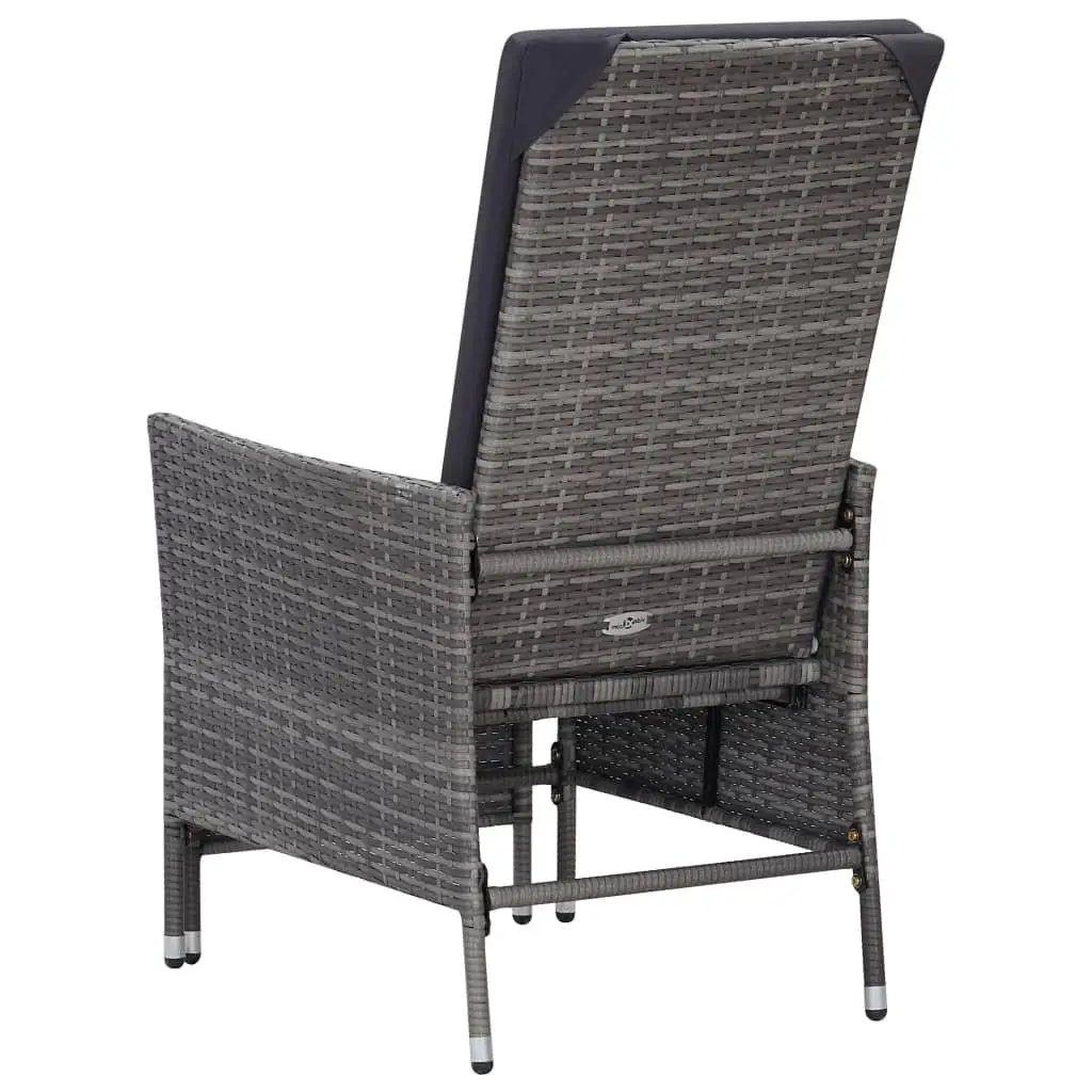 Adjustable Gray Reclining Patio Chair with Cushions - Stylish Poly Rattan Outdoor Furniture