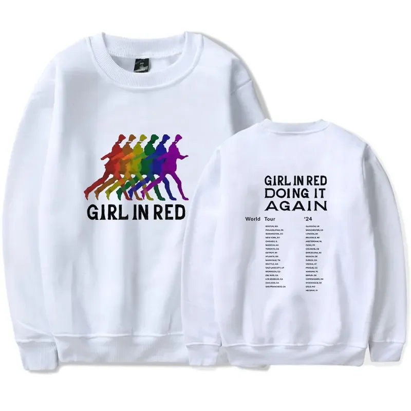 Girl In Red Rainbow Silhouette Crewneck Sweatshirt Doing It Again World Tour Women Men Long Sleeve Fashion Pullover Clothes