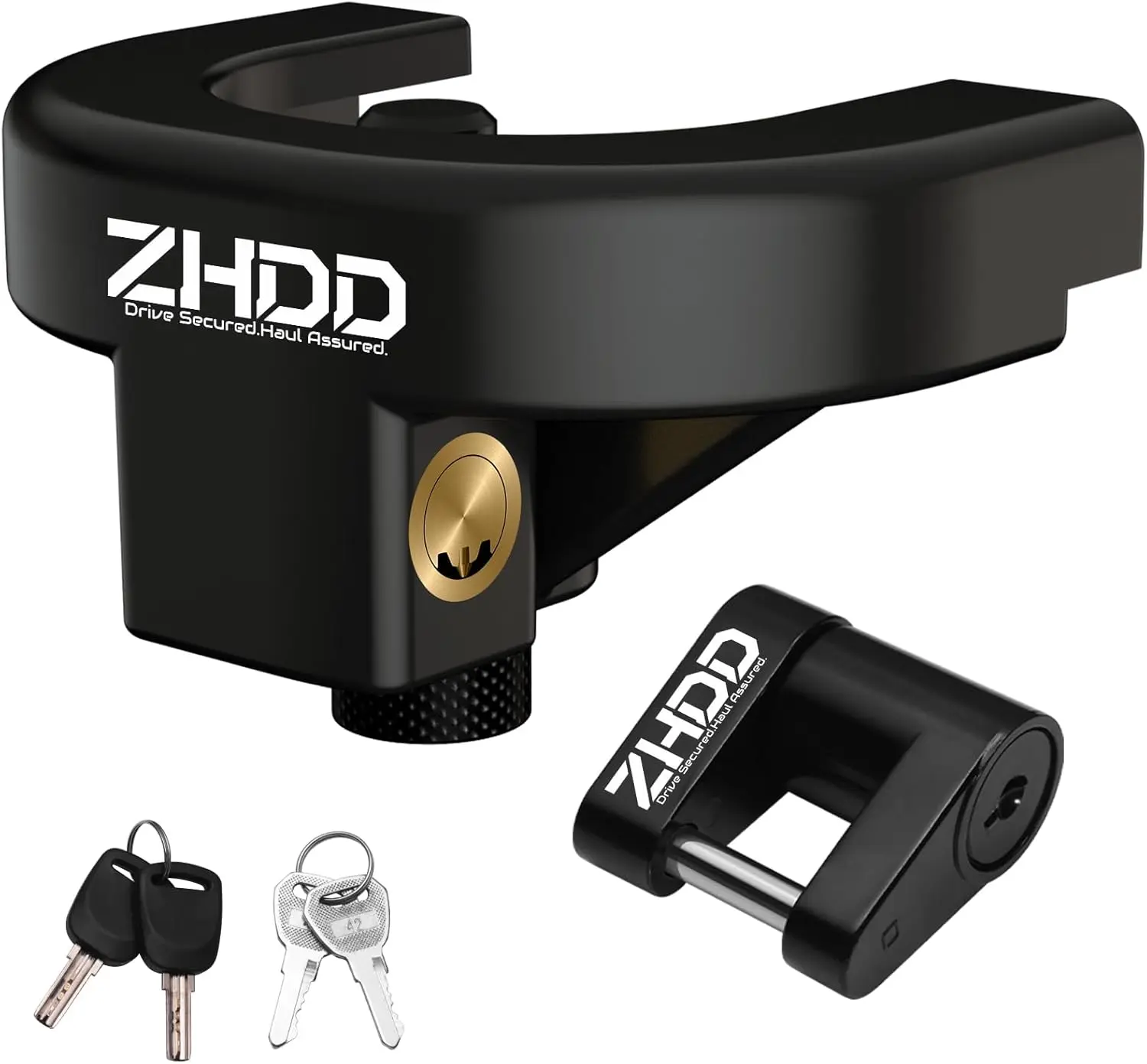 Heavy Duty Anti-Theft Trailer Hitch Lock for 2-5/16 Inch Couplers, Solid Steel Set for RV, Camper, Boat