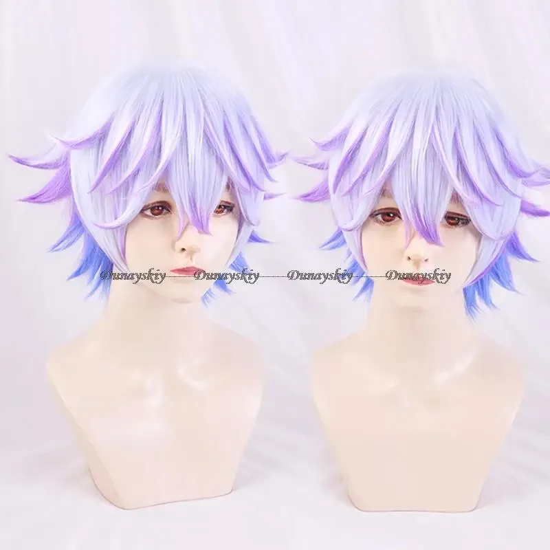 

New 2025 Paradox Live Cozmez Nayuta Yatonokami Kanata Wig Short Hair Mixed Color Gradient Purple Cosplay Synt❤❤dd